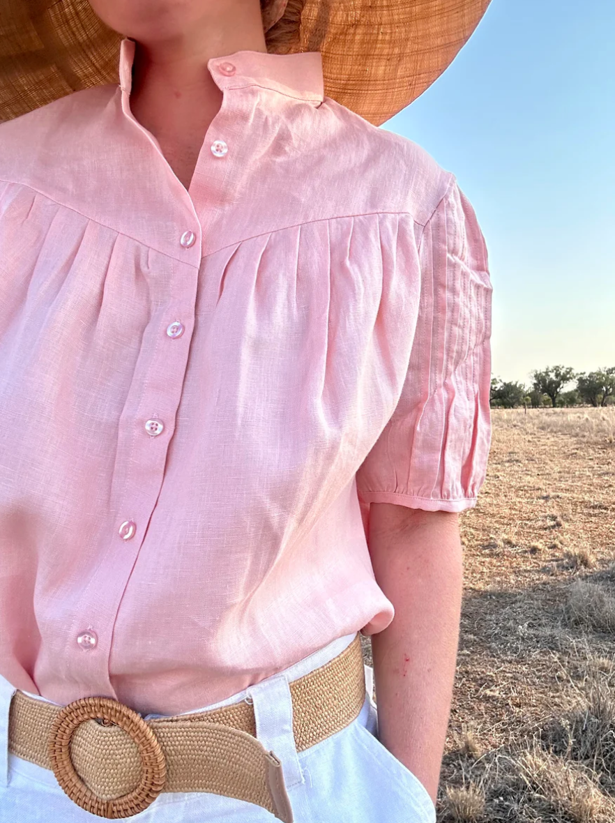 Black Colt Ava Pink Linen Shirt