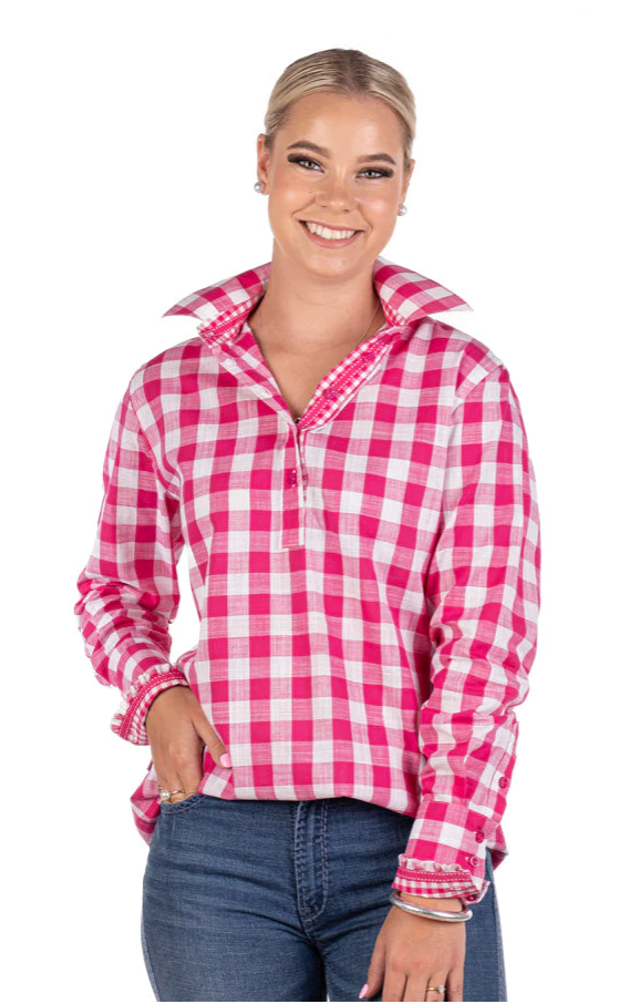 LOOSE FIT - O83 BIG HOT PINK GINGHAM