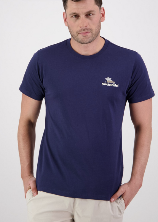 Mens Swanndri Pop Top Printed T Shirt (Navy/Light Taupe)