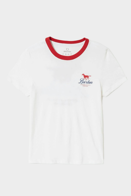 Brixton Womens Leisure Activity fitted Crew T-shirt - Off White