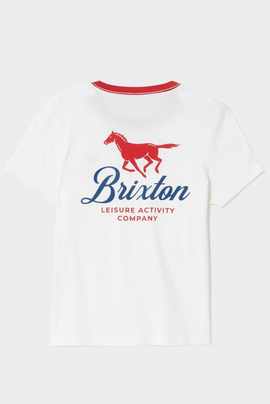 Brixton Womens Leisure Activity fitted Crew T-shirt - Off White