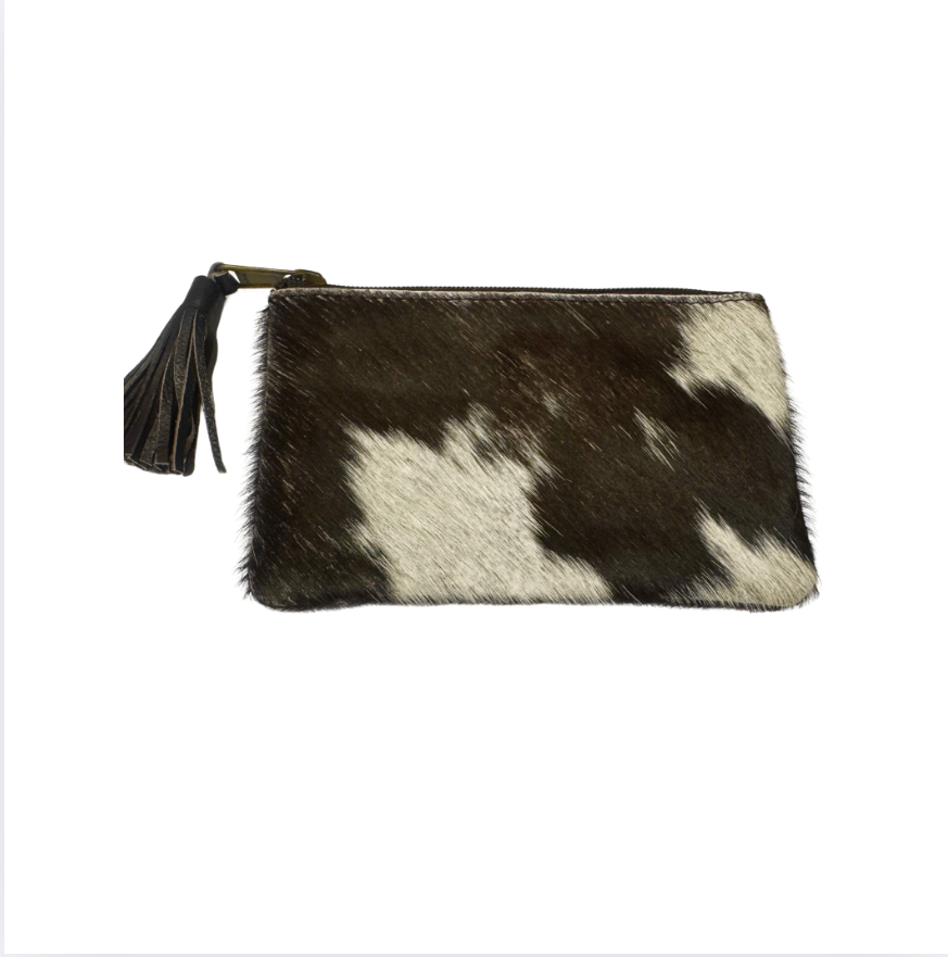 The Design Edge Grain Leather Small Tassel Cowhide Clutch – York (71015)