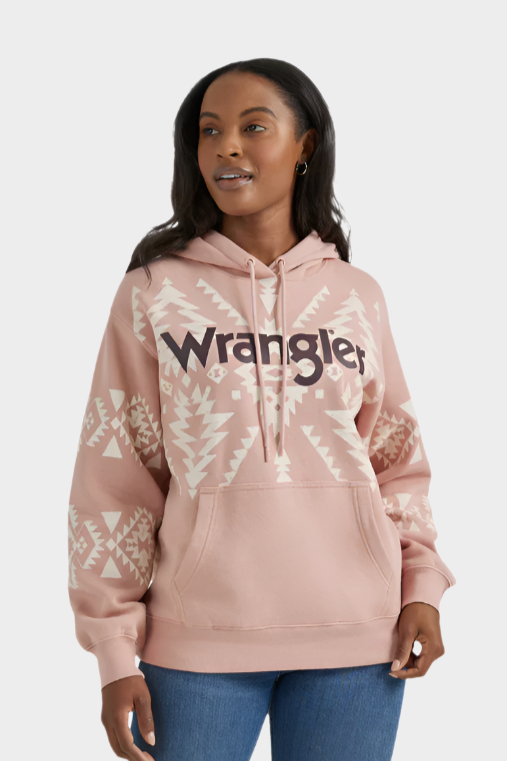 Wrangler Womens Pink Aztec Hoodie - Pink Geo