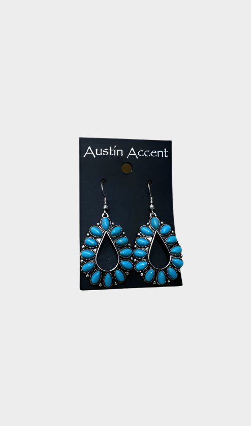 Austin Accent Earrings Oval AS with Turquoise Accent