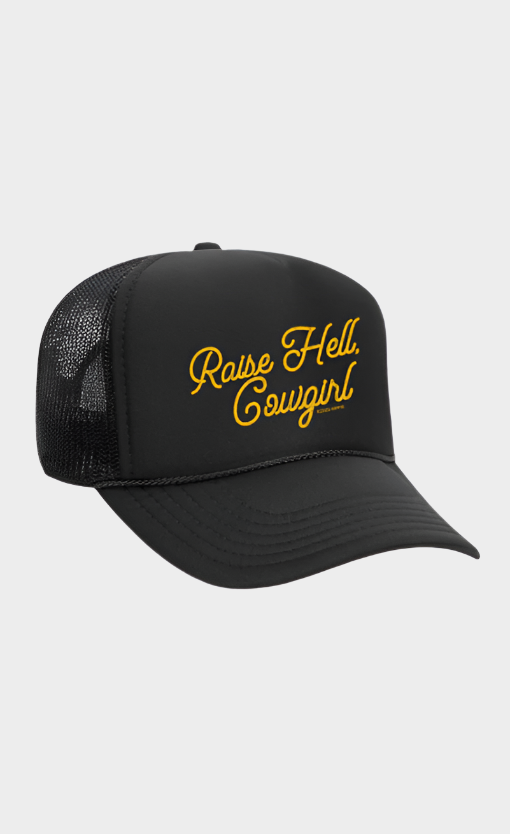 Rodeo Hippie  RAISE HELL COWGIRL BLACK TRUCKER