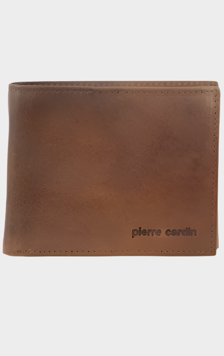 PIERRE CARDIN ITALIAN LEATHER BI-FOLD MEN'S WALLET - COGNAC