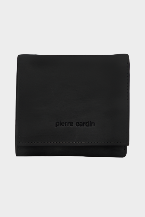 PIERRE CARDIN LEATHER MEN'S TRI-FOLD WALLET - BLACK