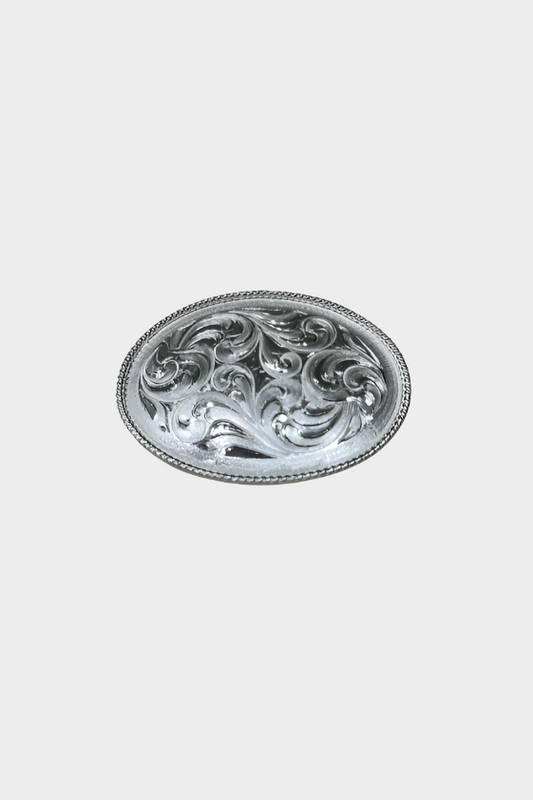 Austin Accent Buckle Oval Engraved Plain Silver