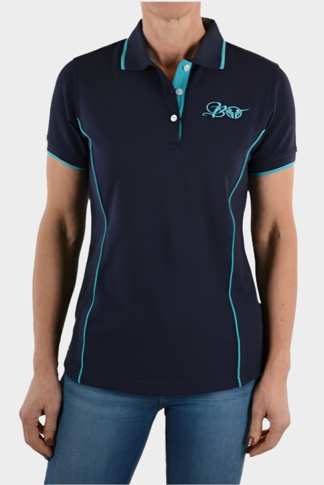 Bullzye Ladies Piped Polo (Navy/Aqua)