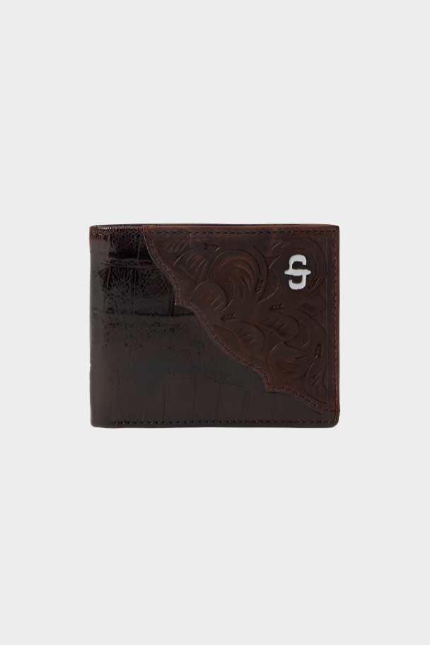 STETSON CAIMAN BROWN BIFOLD TOOLED - ACCESSORIES WALLET