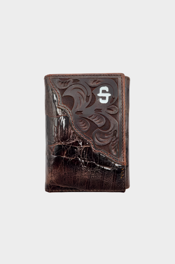 Stetson Brown Floral Embossed Trifold - Accessories Wallet