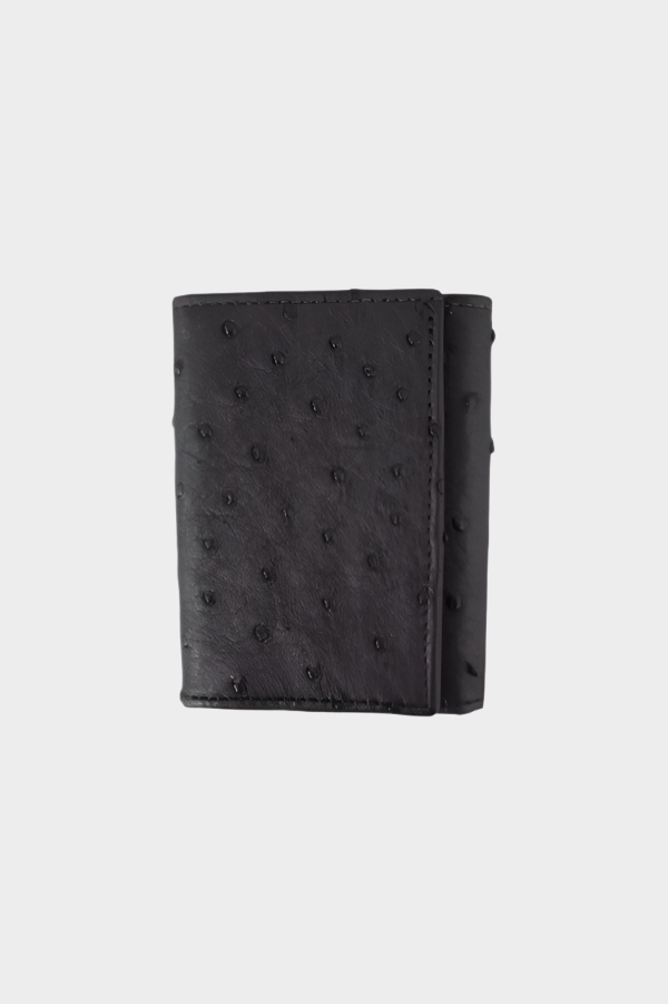 Stetson Black Cowboy Ostrich Tri fold Wallet