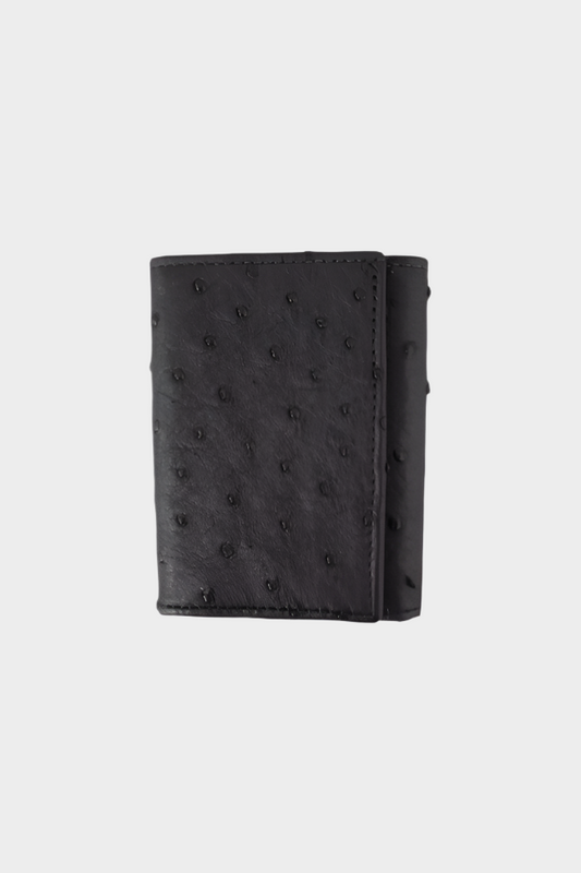 Stetson Black Cowboy Ostrich Tri fold Wallet