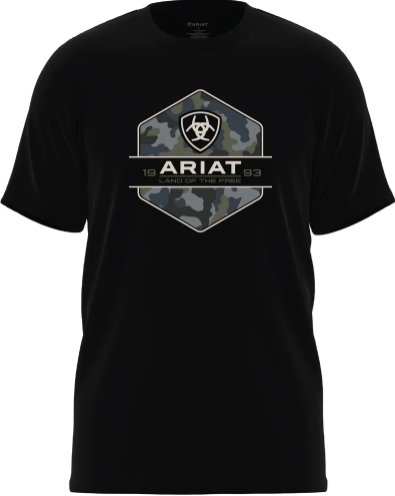 Ariat Boys Camo Badge Short Sleeve T-Shirt - Black