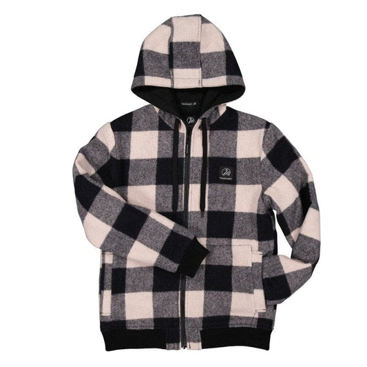 Swanndri Kid's Crooked River Wool Hoodie - Rose Check