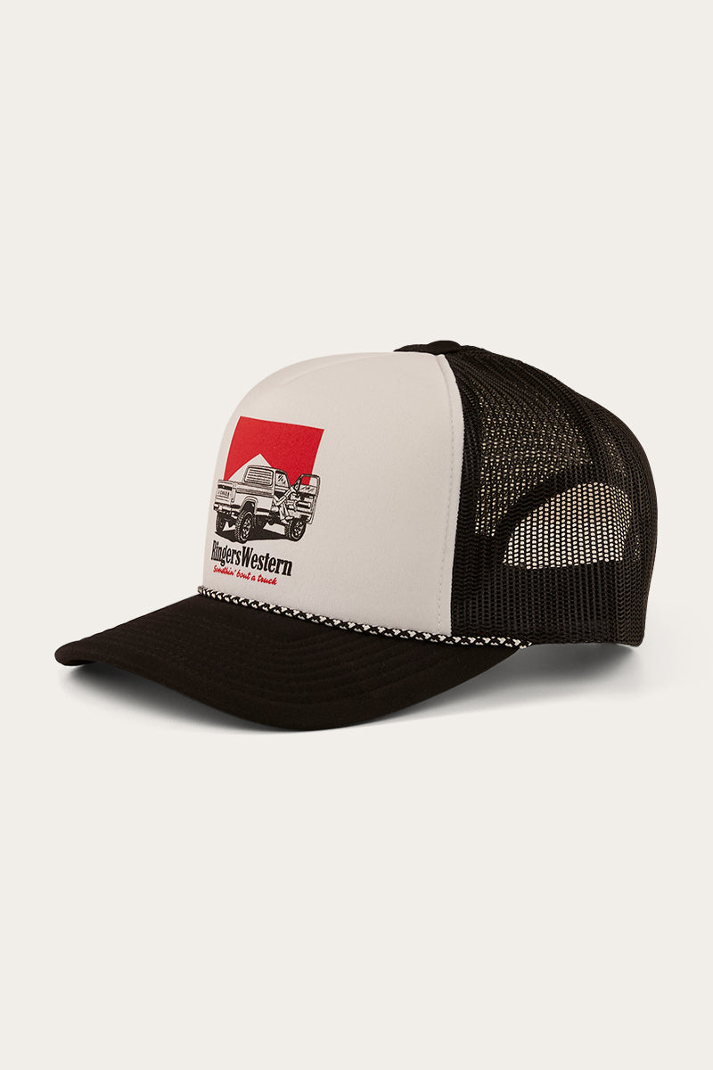 RINGERS WESTERN BOUT A TRUCK TRUCKER CAP - BLACK/WHITE