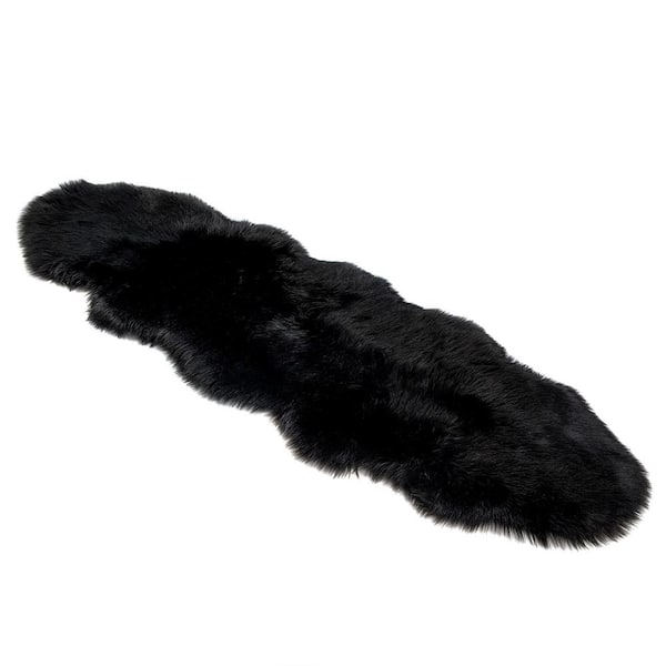 Dynasty Bowron Sheepskin Double Floor Rug_Black