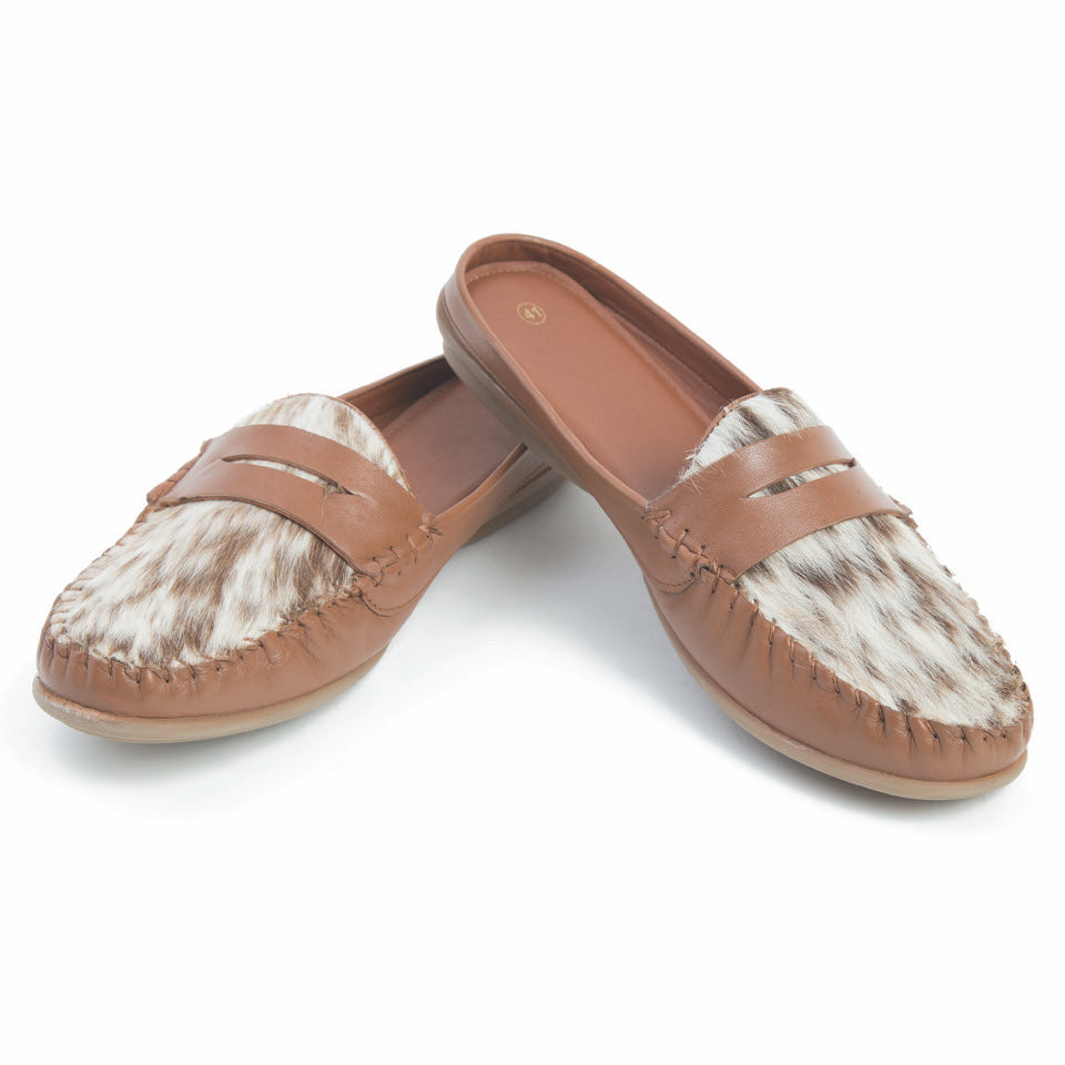 The Design Edge Comfy Hairon Mules Cowhide Footwear (Shoe62)