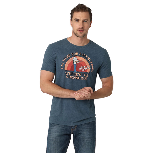 WRANGLER MENS GEORGE STRAIT TEE - NAVY HEATHER - Clearance