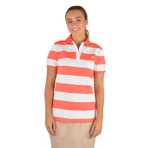 Thomas Cook Women's Beti Short Sleeve Polo - Coral/White