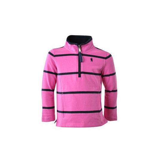 Thomas Cook Girls Clermont Stripe Quarter Zip Rugby (Pink / Navy) - SALE