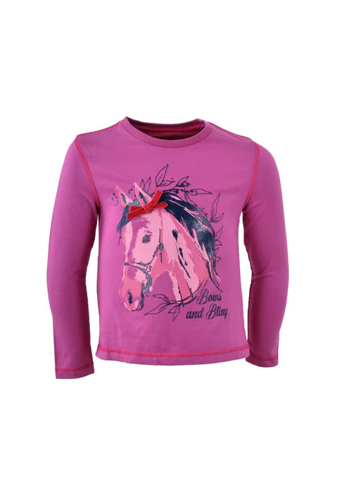 Thomas Cook Girls Bow Horse Long Sleeve Tee (Purple)