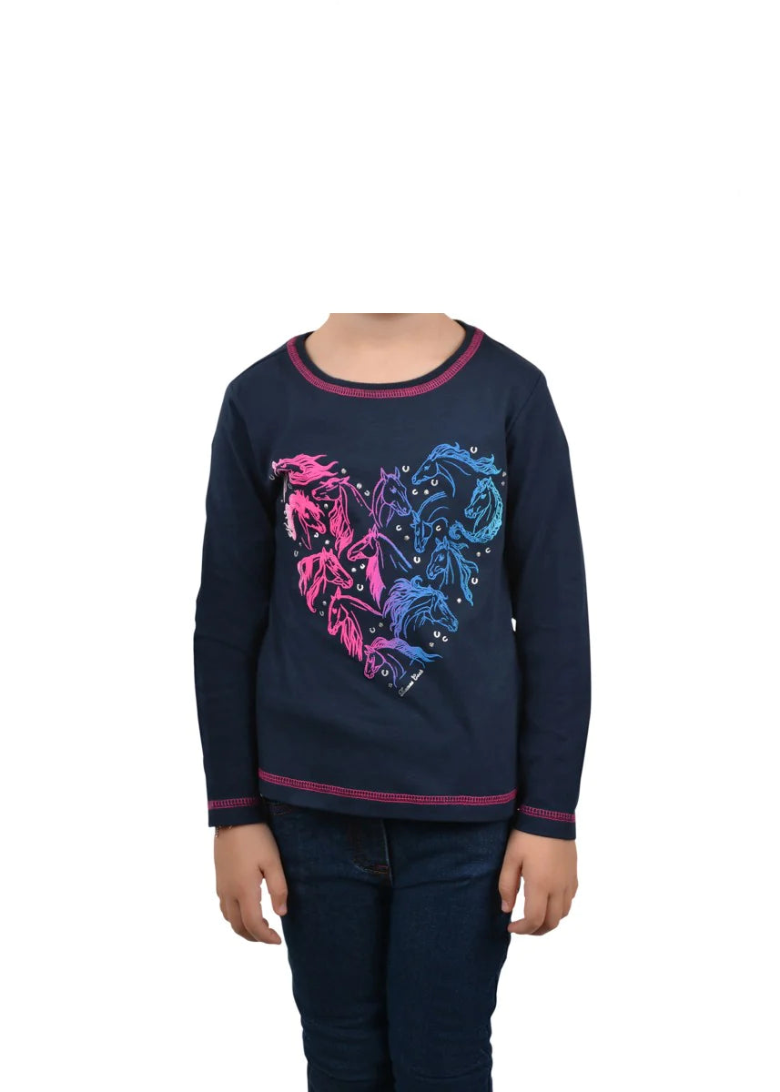 Thomas Cook Girls Pony Heart Long Sleeve Tee (Navy)