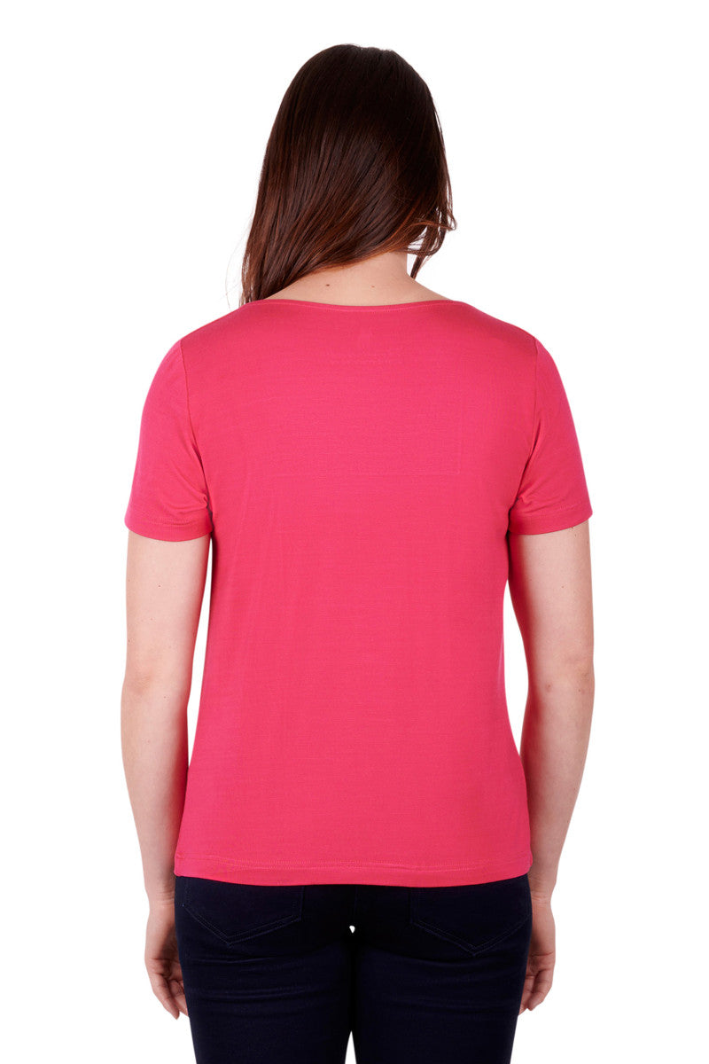 THOMAS COOK WOMENS SUSAN COWL NECK SS TEE