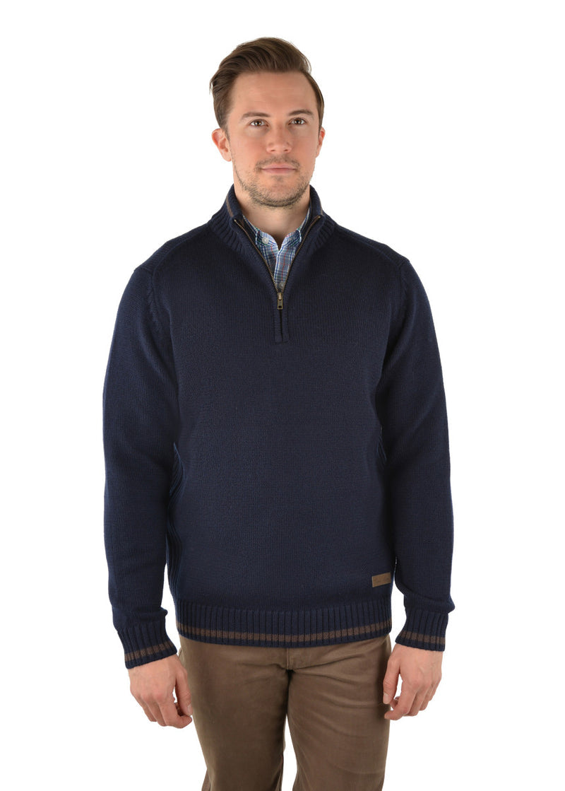 THOMAS COOK MENS PARKMORE 1/4 ZIP JUMPER - NAVY