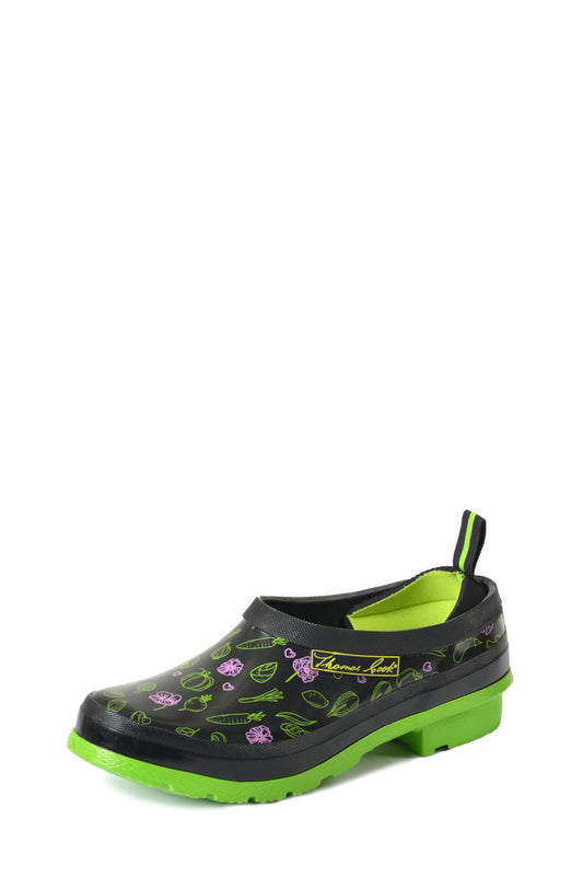 THOMAS COOK WOMEN'S  KINGSTON GUMBOOT - BLACK/LIME (VEGGIE GARDEN)