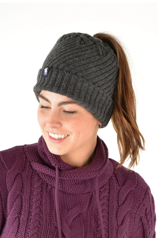 Thomas Cook Ponytail Beanie (Charcoal) - SALE