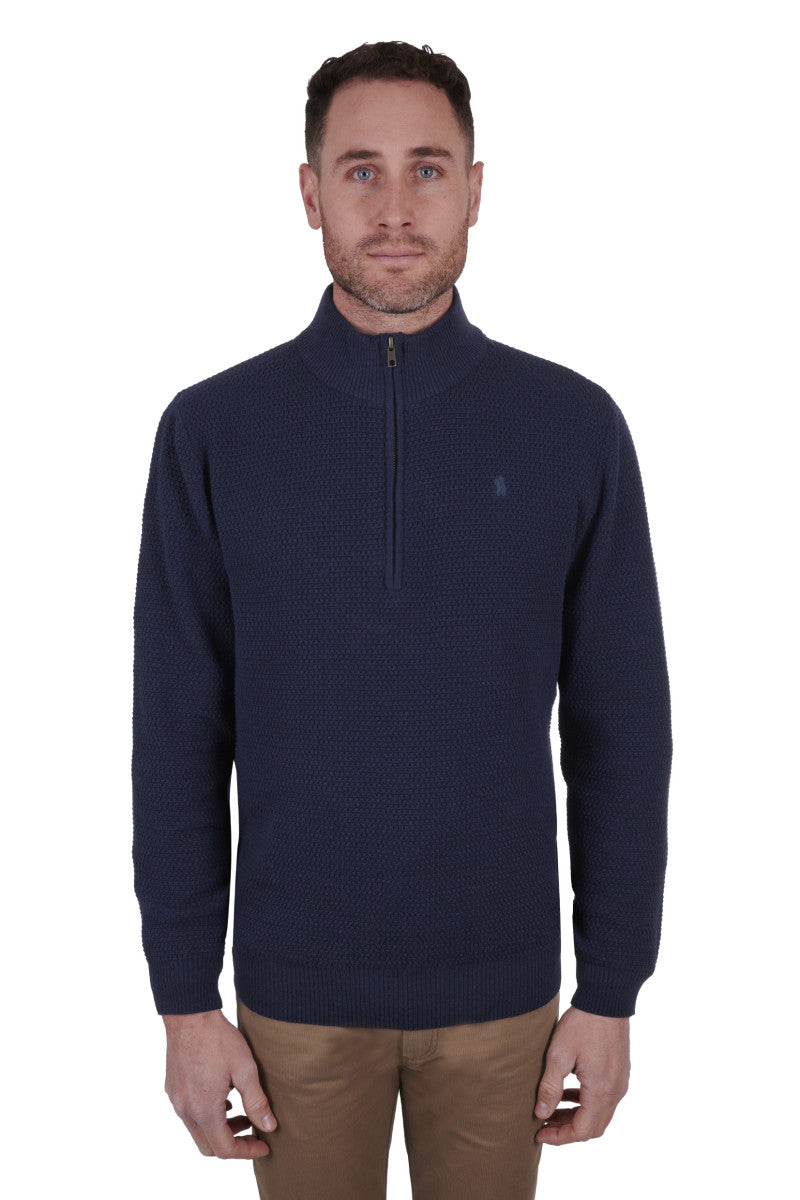 THOMAS COOK MENS RYAN 1/4 ZIP JUMPER (PETROL)