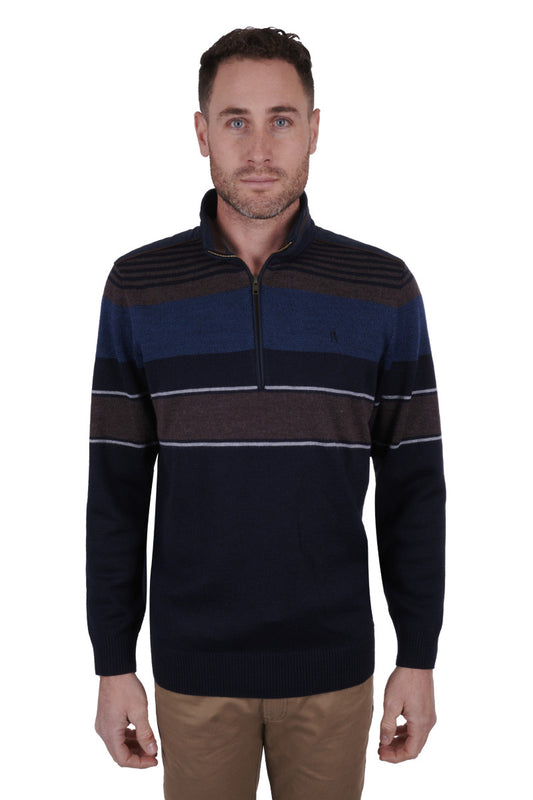 THOMAS COOK MENS MICHAEL 1/4 ZIP JUMPER (NAVY/TAN)