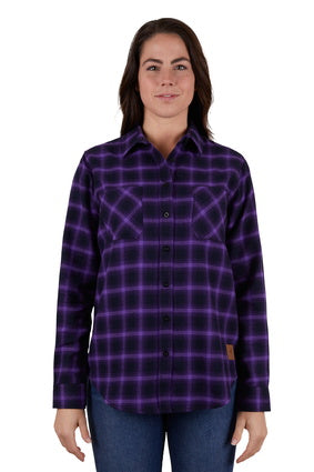 DUX BAK WOMENS NICOLE THERMAL L/S SHIRT (NAVY/PURPLE)