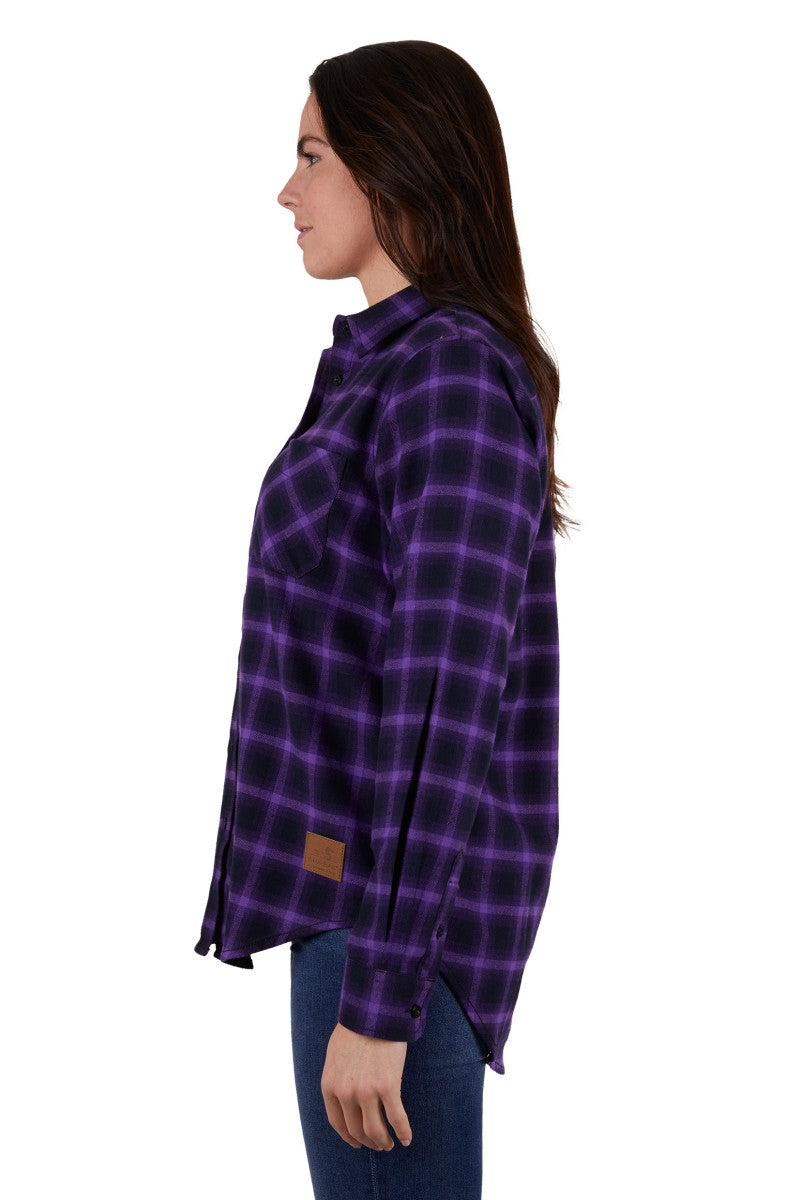 DUX BAK WOMENS NICOLE THERMAL L/S SHIRT (NAVY/PURPLE)