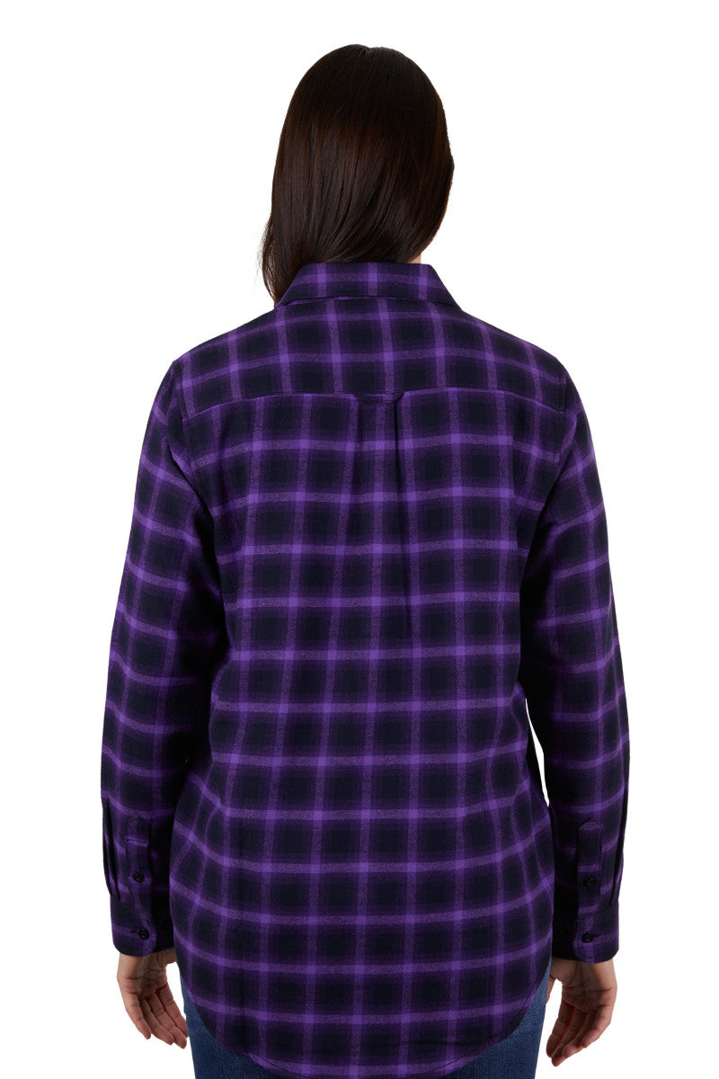 DUX BAK WOMENS NICOLE THERMAL L/S SHIRT (NAVY/PURPLE)