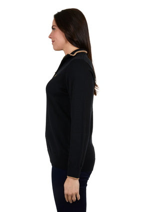 THOMAS COOK WOMENS LARA 1/4 ZIP RUGBY (BLACK)