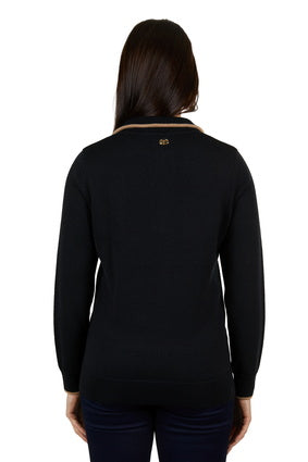 THOMAS COOK WOMENS LARA 1/4 ZIP RUGBY (BLACK)