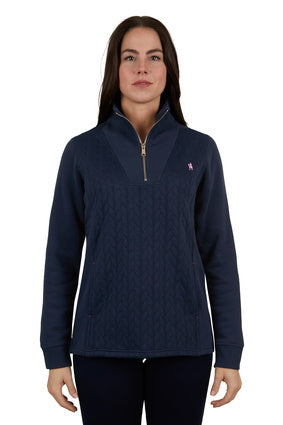 THOMAS COOK WOMENS ABBY 1/4 ZIP RUGBY (NAVY)