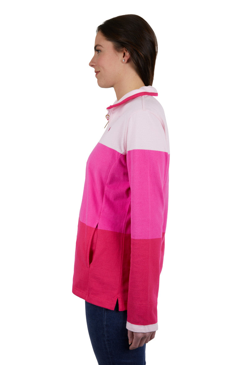 THOMAS COOK WOMENS JADE 1/4 ZIP RUGBY (BRIGHT ROSE)