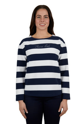 THOMAS COOK WOMENS PAULA LONG SLEEVE TEE (NAVY/WHITE)