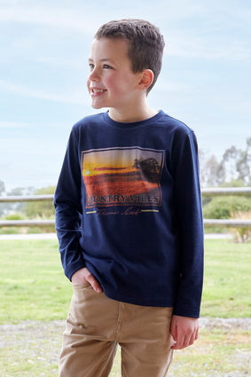 THOMAS COOK BOYS SUNSET LONG SLEEVE TEE (NAVY)