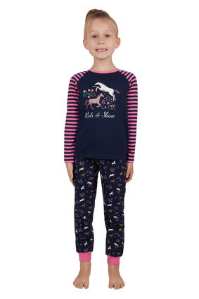 THOMAS COOK GIRLS SHINE L/S PJS (NAVY/ROSE) - CLEARANCE