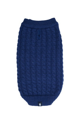 THOMAS COOK CABLE KNIT DOG JUMPER (NAVY)