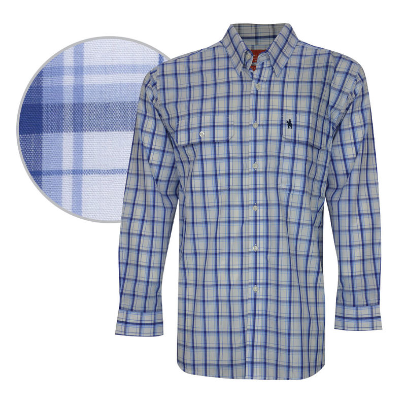 THOMAS COOK MENS PAUL CHECK L/S SHIRT (BLUE/WHITE)