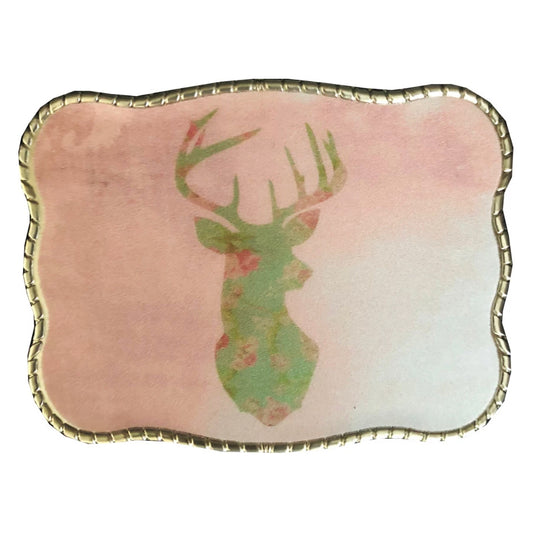 Brigalow Belt Buckle - Silver Pastel Deer Buckle TB-3022