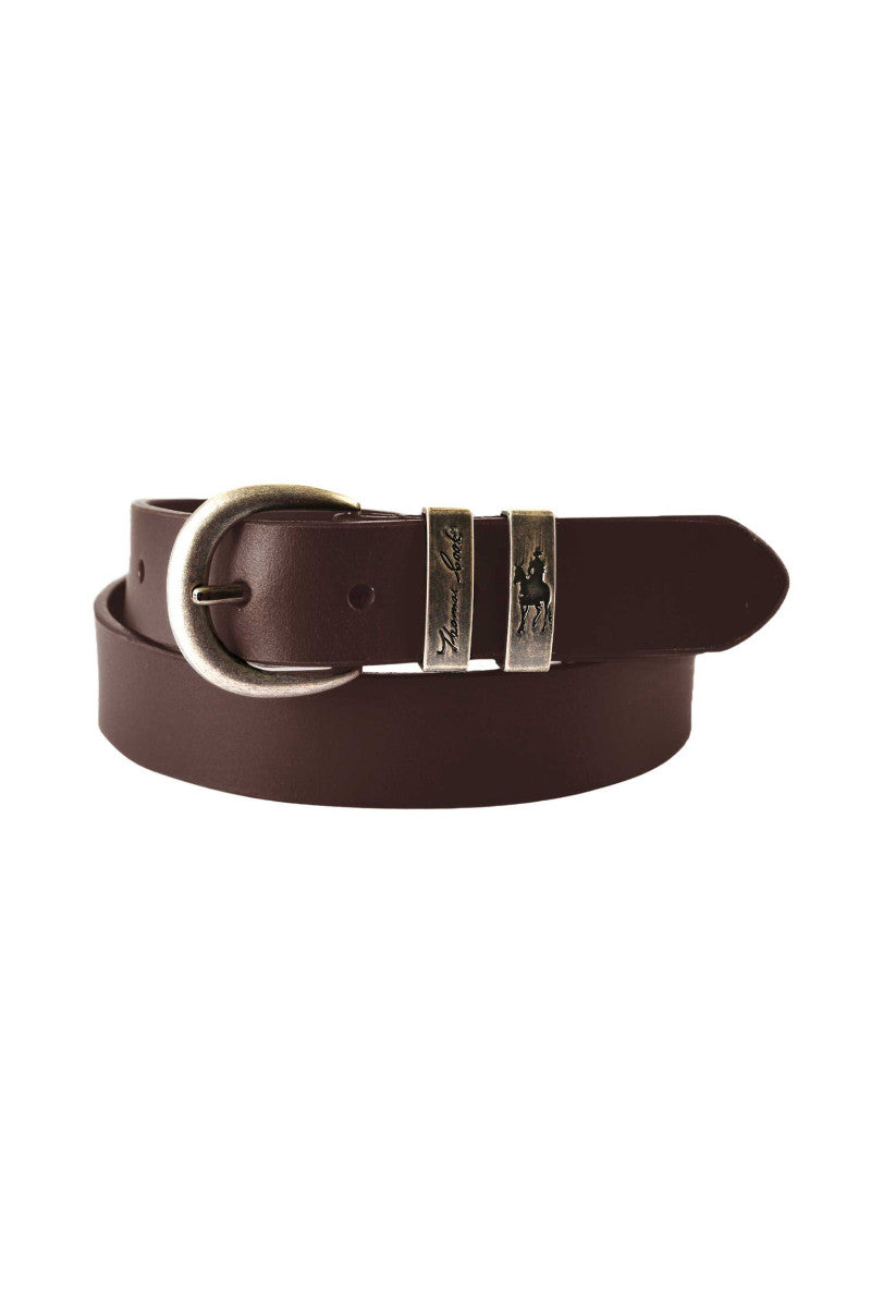 THOMAS COOK NARROW SILVER TWIN KEEPER BELT (CHOCOLATE)