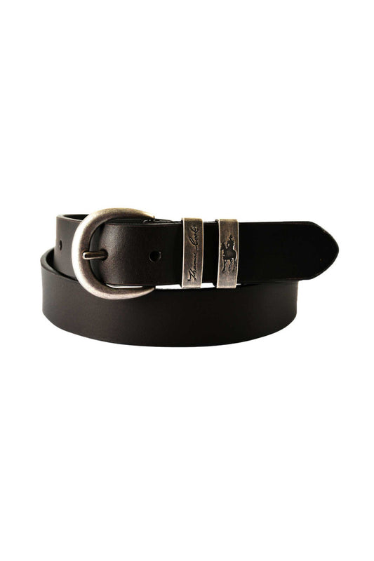 THOMAS COOK NARROW SILVER TWIN KEEPER BELT (BLACK)