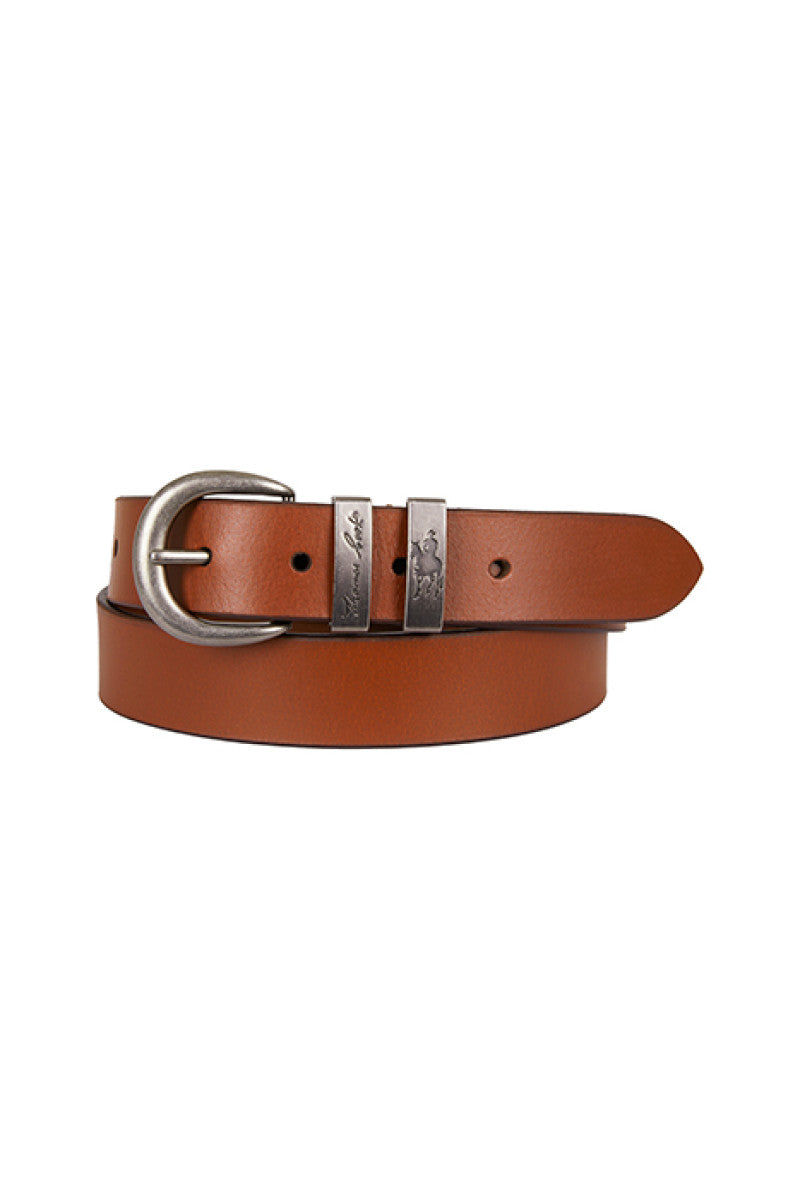 THOMAS COOK NARROW SILVER TWIN KEEPER BELT (RICH TAN)