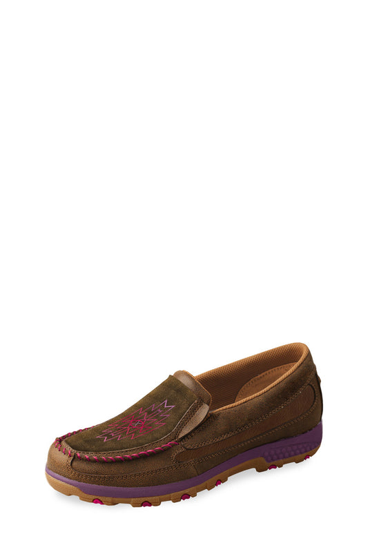 TWISTED X WOMENS STITCH CELLSTRETCH MOCS SLIP ON (BOMBER/ROSE)